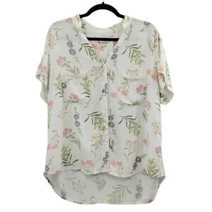 Piyama Maggie Pajama Top Wild Flower Print Short Sleeves Floral Size Large